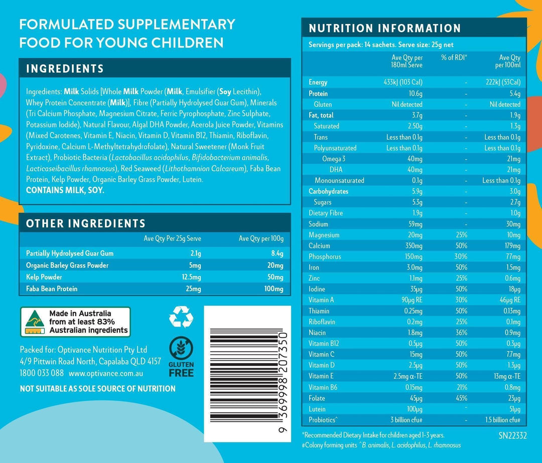 Daily Toddler Supplementary Food Monthly SUBSCRIBE AND SAVE - Optivance