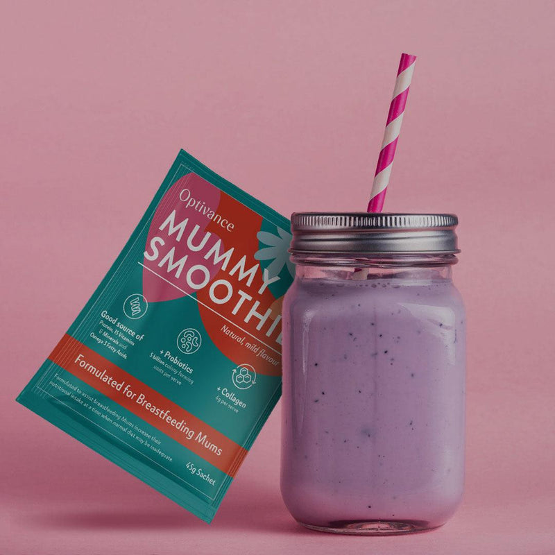 Blueberry and Banana Mummy Smoothie recipe for pregnancy and breastfeeding routines.