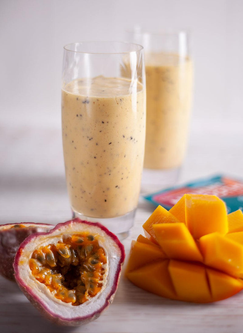 Mango and Passionfruit Mummy Smoothie recipe for pregnancy and breastfeeding routines.