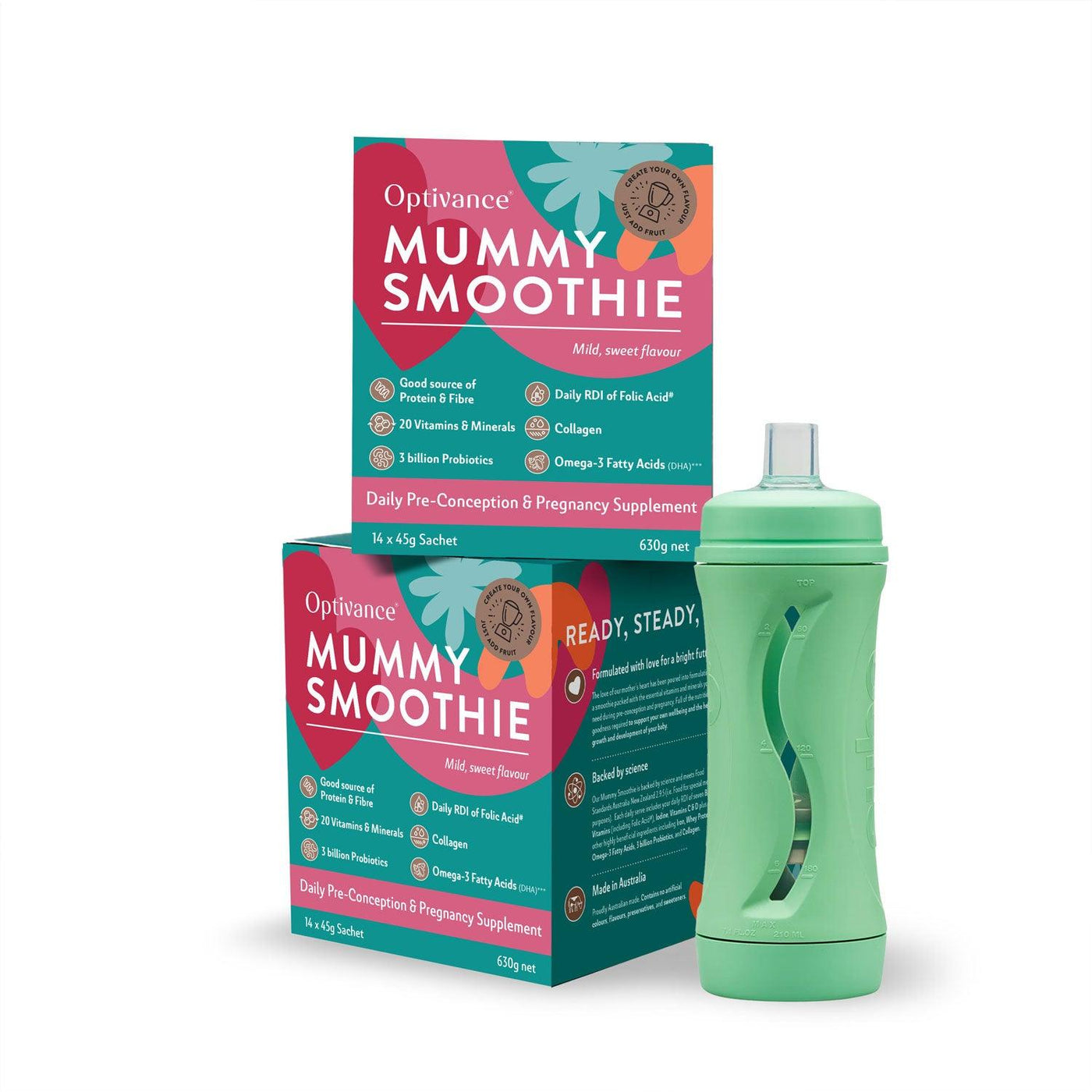 Mummy Smoothie for Pre-Conception & Pregnancy + Subo Bottle Bundle - Optivance