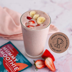 A Strawberry smoothie with a create your own flavour overlay