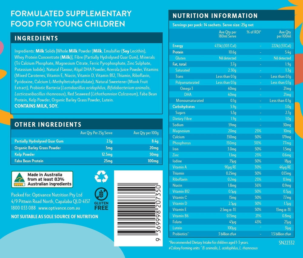 Daily Toddler Supplementary Food Monthly SUBSCRIBE AND SAVE - Optivance